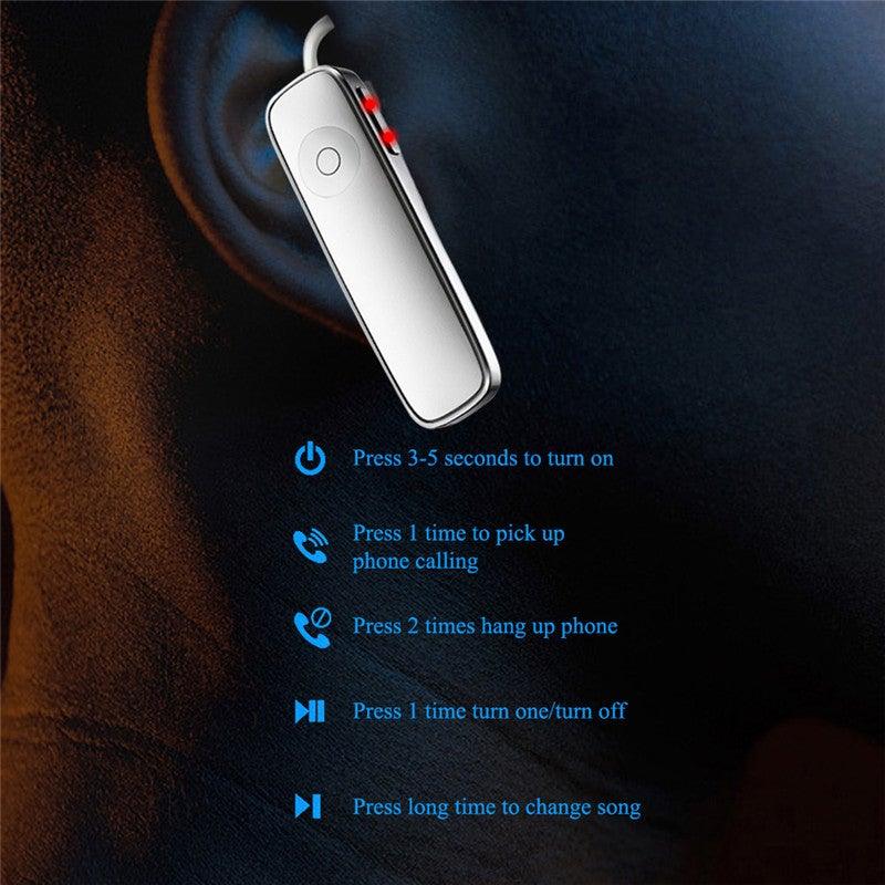 Mini oreillette Bluetooth sans fil noire pour la conduite, appels mains libres, casque d'affaires, confort amélioré, appairage Bluetooth facile, casque avec micro, connexion longue distance, oreillette pour tous les smartphones