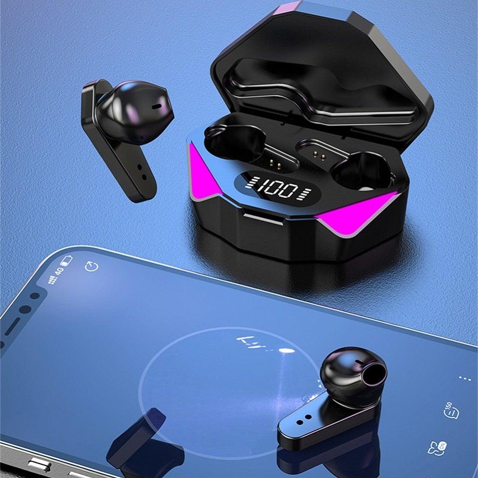 Casque de jeu Bluetooth pour jeu mobile, faible latence de 65 ms, écouteurs sans fil (True Wireless Earbuds) avec micro, casque de jeu Bluetooth à commande tactile, écouteurs de jeu stéréo avec réduction du bruit et micro