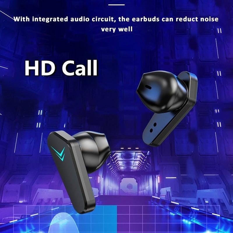 Casque de jeu Bluetooth pour jeu mobile, faible latence de 65 ms, écouteurs sans fil (True Wireless Earbuds) avec micro, casque de jeu Bluetooth à commande tactile, écouteurs de jeu stéréo avec réduction du bruit et micro