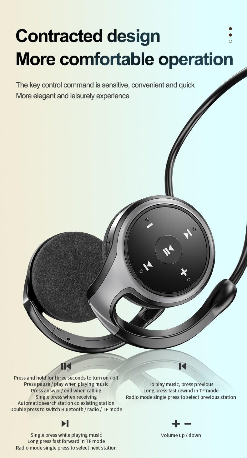 Écouteurs de sport sans fil avec lecteur de musique intégré, étanches à la sueur, radio FM, casque sans fil Bluetooth, écouteurs Bluetooth 5.0 pour le sport, l'extérieur, l'entraînement, mains libres pour la course à pied