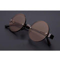 Lunettes de lecture classiques en verre cristal naturel pour hommes, haute définition, anti-fatigue, rondes, marron, lunettes de lecture pour femmes, monture fine en acier léger avec étui compact pour usage quotidien