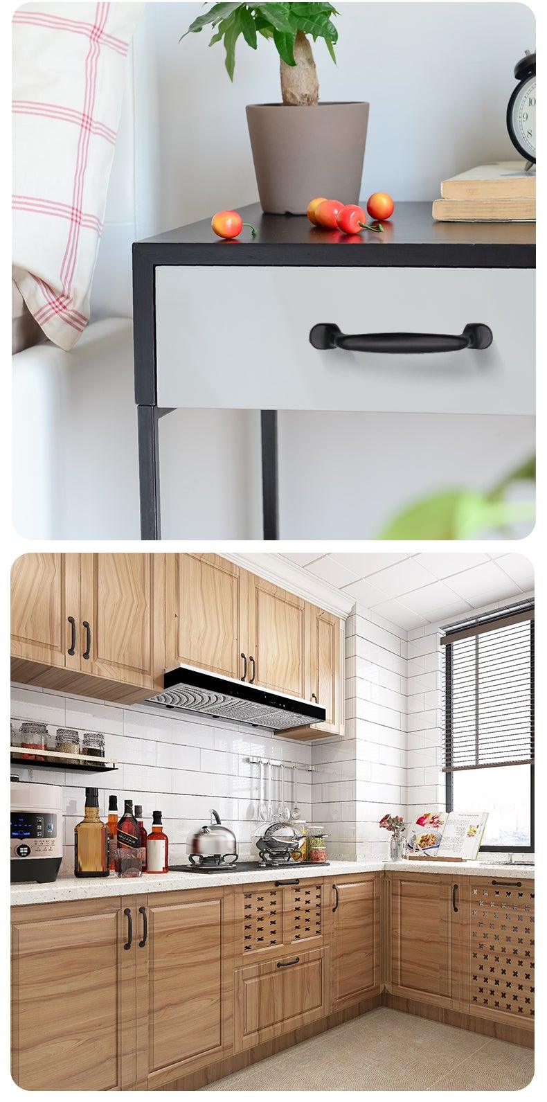 Poignées d'armoire modernes en alliage d'aluminium massif, poignées de porte, poignées de cuisine, poignées de tiroir, poignées de meuble, quincaillerie noire pour armoire, tiroir, porte, commode pour meubles de cuisine, quincaillerie d'armoire