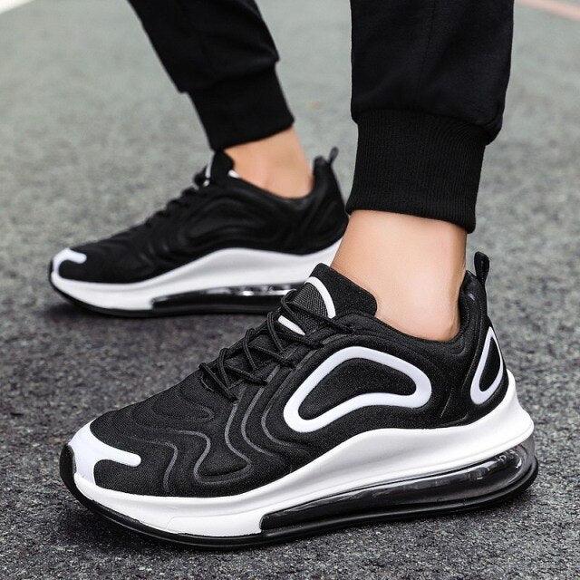 Baskets de sport colorées et confortables pour hommes Chaussures de course pour hommes avec coussin d'air Chaussures en maille noires Sport de plein air Tennis Nouvelles baskets blanches tendance Confortables Couleurs mélangées Design de luxe