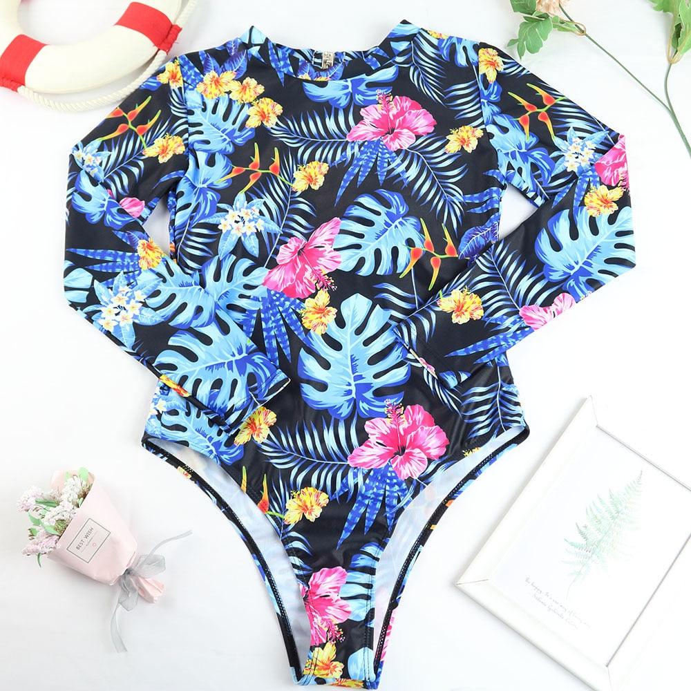 Maillot de bain de surf pour femme Bikini manches longues Maillot de bain imprimé tigre Push Up Maillot de bain d'été deux pièces Rash Guard de surf Bikini manches longues Ensemble maillot de bain