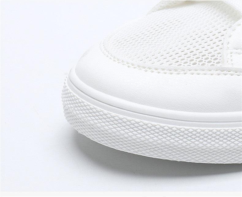 Baskets blanches décontractées pour femmes Printemps Été Respirantes Plates Couleur unie Chaussures en maille Baskets plates blanches à la mode Baskets de sport pour femmes Tennis Marche Gym Baskets à la mode