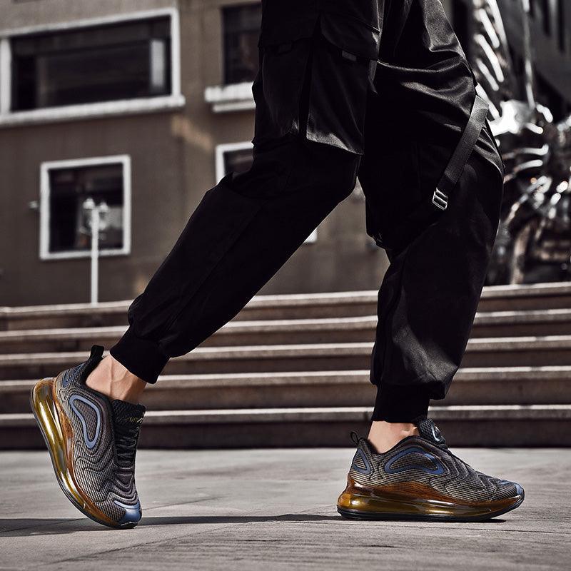 Baskets de sport de course élégantes pour hommes avec coussin d'air, pour entraînement en extérieur, design à talons hauts, maille respirante, design athlétique de luxe, antidérapantes, pour tennis, sport et marche