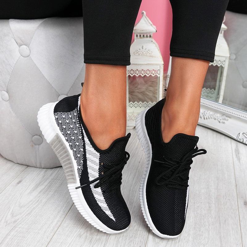 Chaussures de sport élégantes vulcanisées pour femmes à lacets en maille, à bout rond, décontractées, antidérapantes, plates, respirantes, à la mode pour femmes