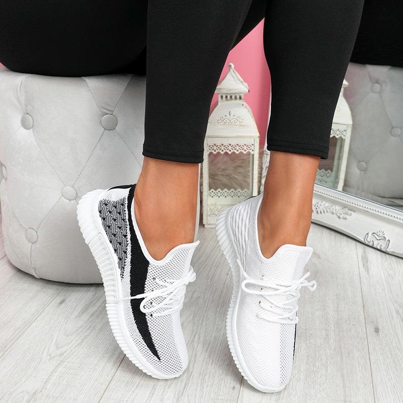 Chaussures de sport élégantes vulcanisées pour femmes à lacets en maille, à bout rond, décontractées, antidérapantes, plates, respirantes, à la mode pour femmes