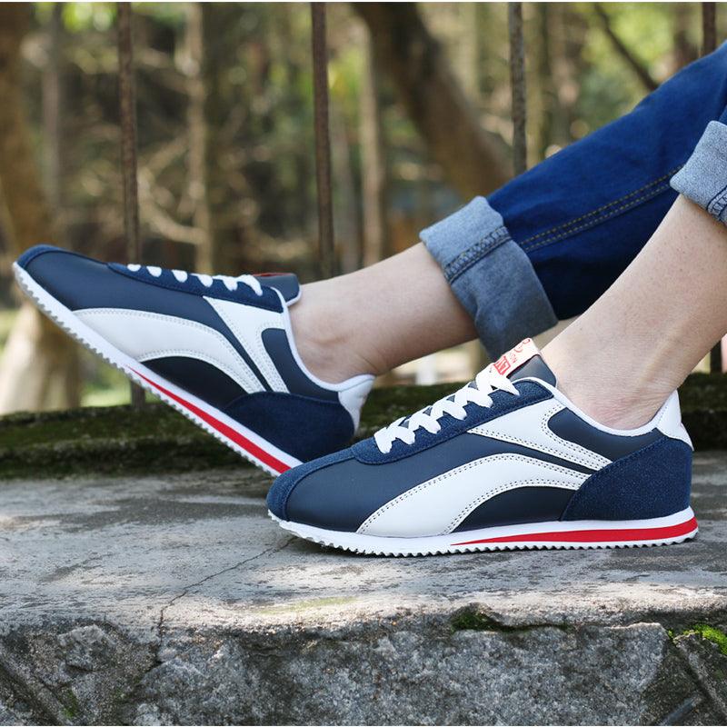 Baskets de sport respirantes pour homme, décontractées, pour la course, la marche, l'athlétisme, bleu et blanc, pour la gym, le tennis, à enfiler, pour la marche et l'extérieur.