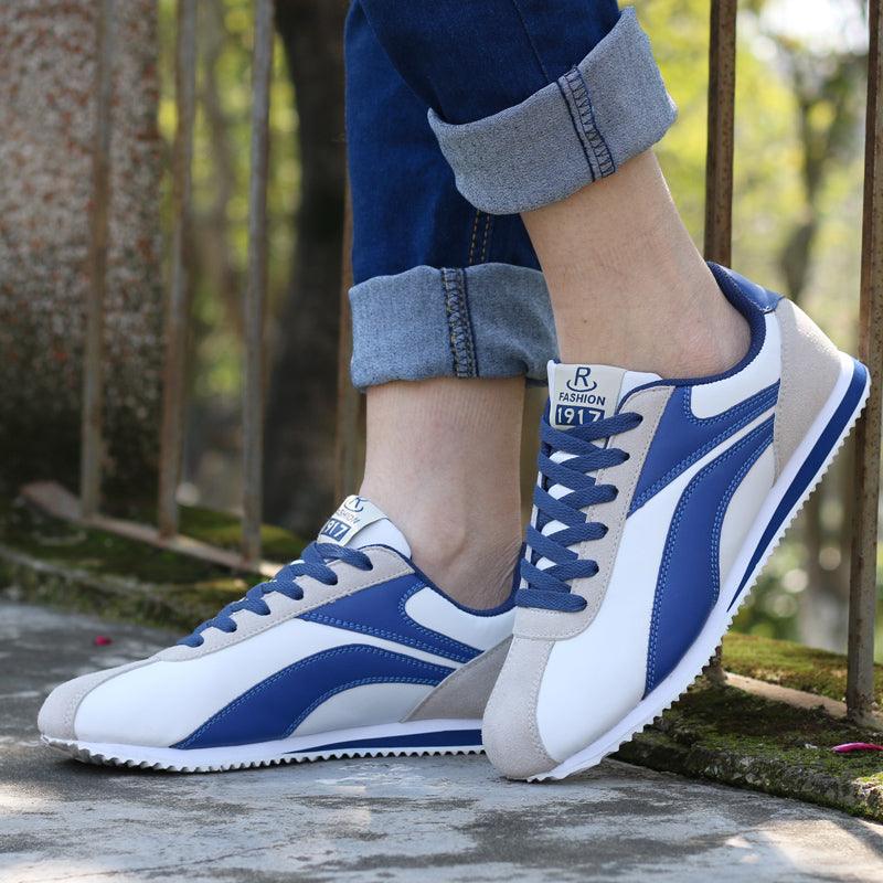 Baskets de sport respirantes pour homme, décontractées, pour la course, la marche, l'athlétisme, bleu et blanc, pour la gym, le tennis, à enfiler, pour la marche et l'extérieur.