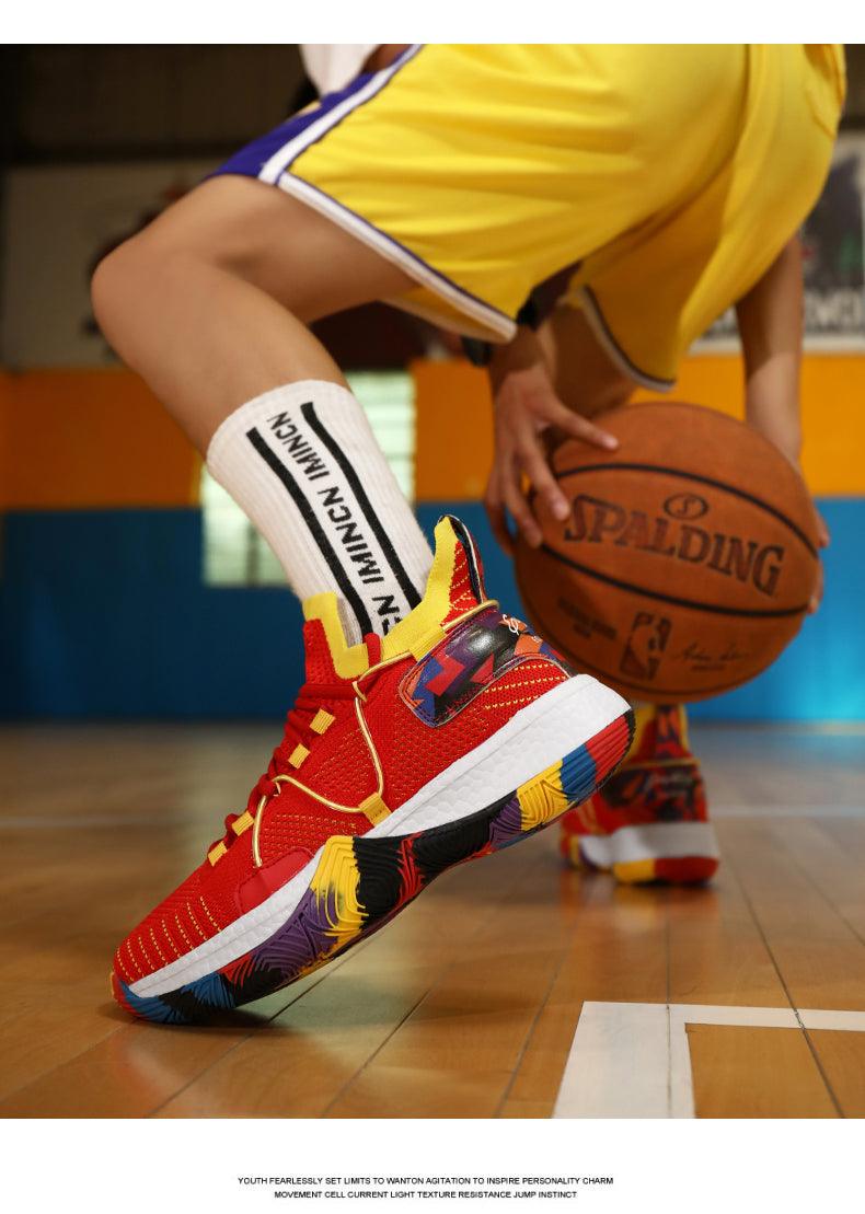 Chaussures de basket-ball respirantes pour hommes, amortissantes, montantes, pour le sport, l'entraînement en extérieur, bottes de cheville légères professionnelles antidérapantes pour la course à pied et la marche