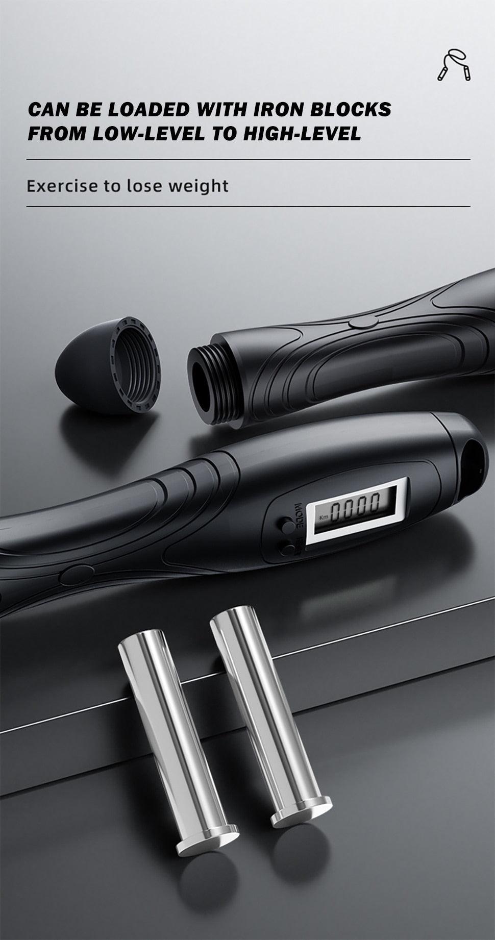 Corde à sauter avec compteur, corde à sauter numérique réglable avec compteur LCD, cordes à sauter numériques, réglage du poids, des calories et du temps, avec rappel sonore, cordes à sauter pour le fitness, l'exercice et la salle de sport.