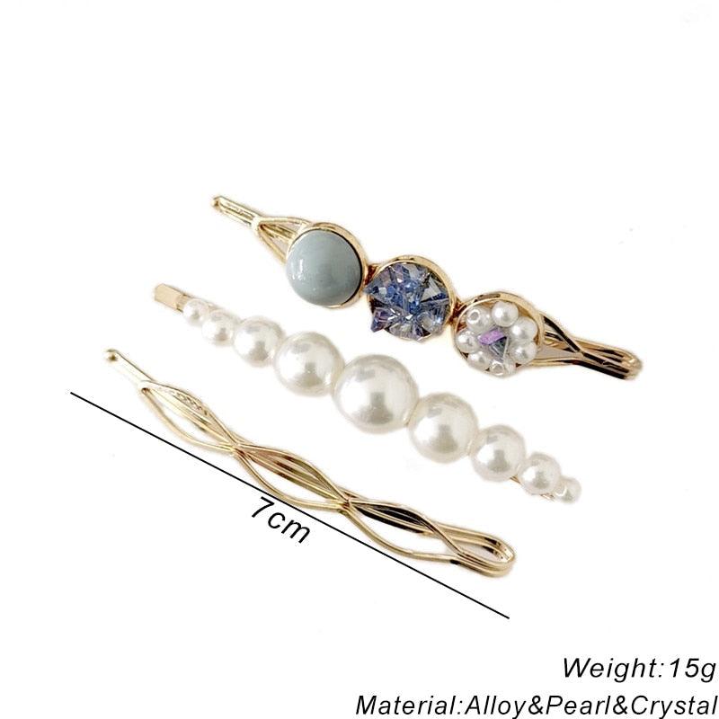 3 pinces à cheveux/set, pour femmes et jeunes filles, élégantes, perles, géométriques, épingle à cheveux, doux, ornements de cheveux, barrettes, accessoires pour cheveux pour femmes
