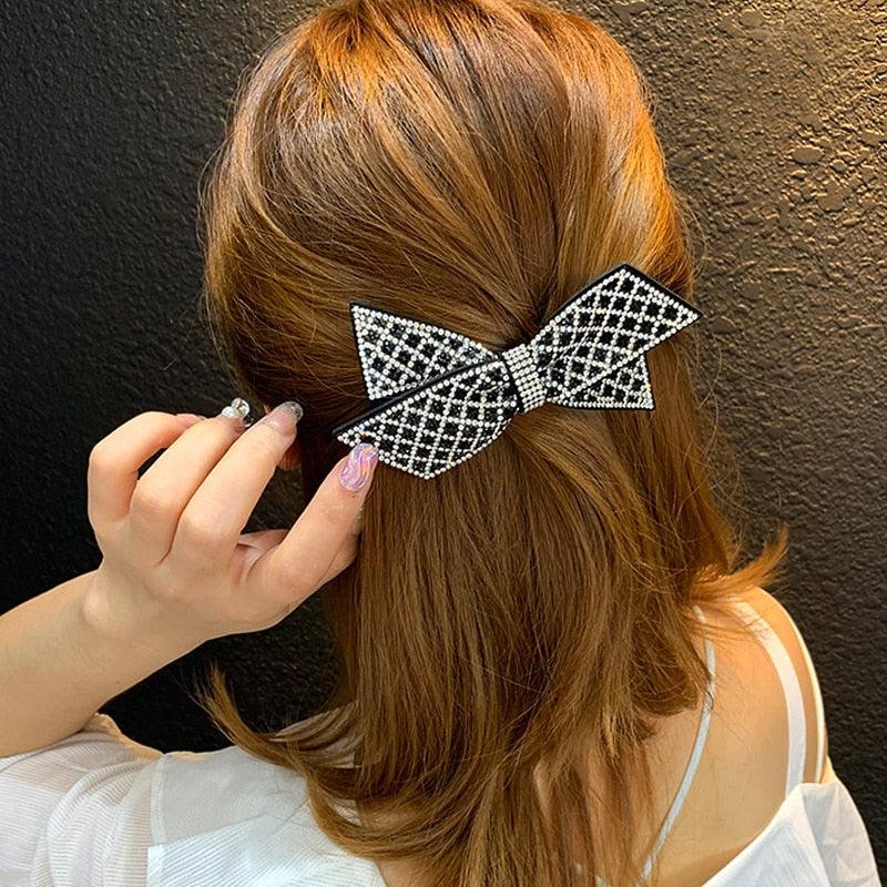 Barrettes à cheveux Crystal Gros Nœud Serre-tête pour Femmes, Attache-queue de cheval, Accessoires pour cheveux pour Filles, Épingles à cheveux en Strass, Pinces à cheveux mode, Accessoires de Bandeau pour Fête