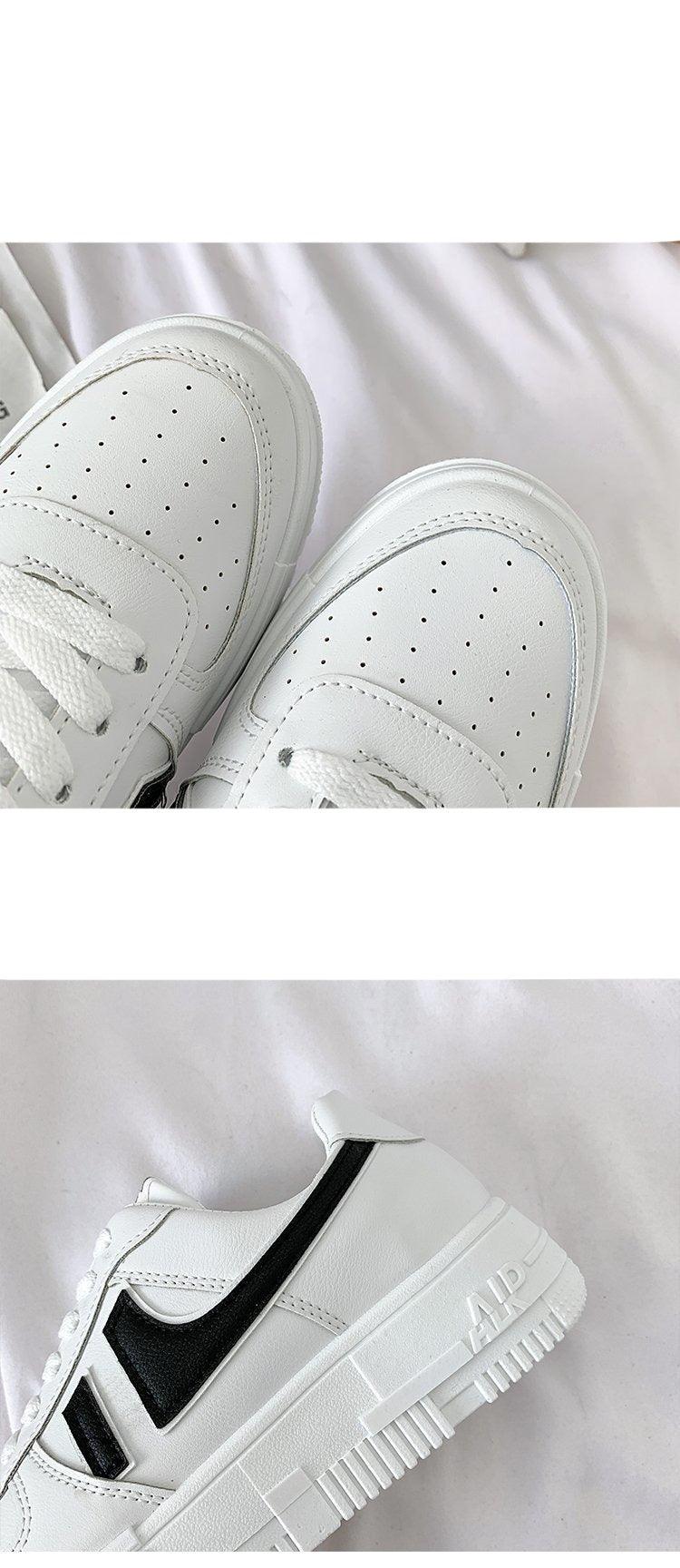Chaussures plates pour femmes, baskets décontractées, respirantes, vulcanisées, à lacets, confortables pour la marche, blanches, à bout rond, à plateforme, décontractées, sportives, mignonnes, pour la mode et l'école