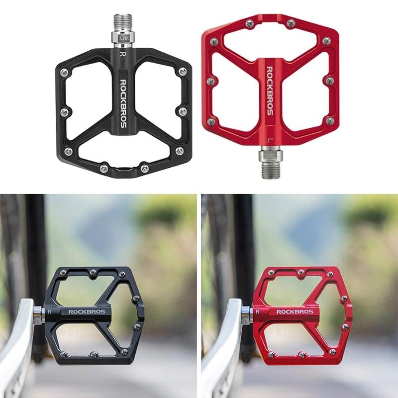 Pédales de vélo en alliage d'aluminium, route, antidérapantes, ultralégères, avec roulements scellés, moulage monobloc, anti-oxydation, pour VTT, plates, en fibre de nylon, pour route et VTT