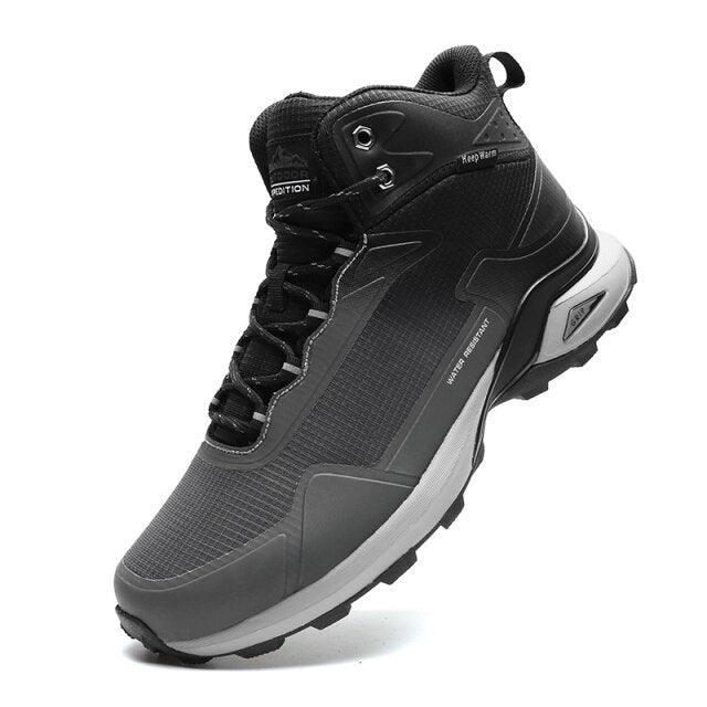 Bottes chaudes pour hommes Bottes de neige en peluche Bottes de randonnée antidérapantes d'extérieur Bottes d'hiver montantes imperméables pour hommes Bottes de neige doublées chaudes Chaussures en cuir antidérapantes