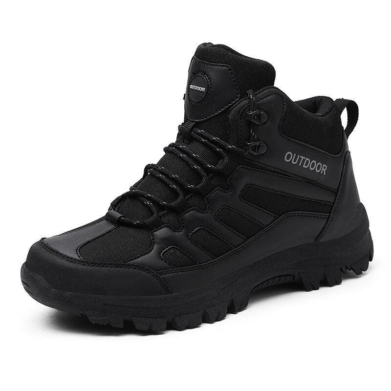 Chaussures de marche hiver homme, bottes de randonnée d'extérieur, chaussures d'hiver décontractées de travail, bottines en caoutchouc, chaussures de camping respirantes et résistantes à l'eau, chaussures de marche antidérapantes pour homme.