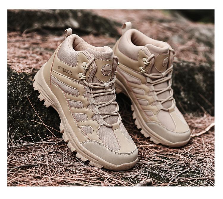 Chaussures de marche hiver homme, bottes de randonnée d'extérieur, chaussures d'hiver décontractées de travail, bottines en caoutchouc, chaussures de camping respirantes et résistantes à l'eau, chaussures de marche antidérapantes pour homme.