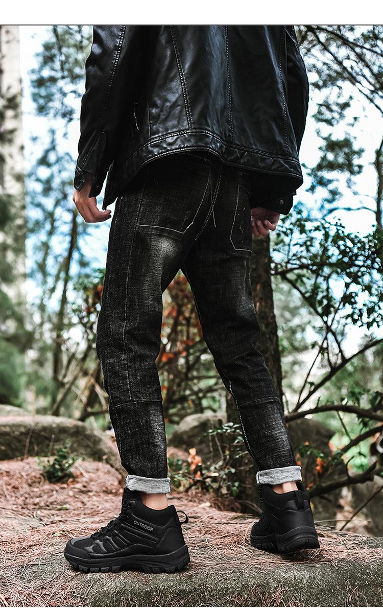 Chaussures de marche hiver homme, bottes de randonnée d'extérieur, chaussures d'hiver décontractées de travail, bottines en caoutchouc, chaussures de camping respirantes et résistantes à l'eau, chaussures de marche antidérapantes pour homme.