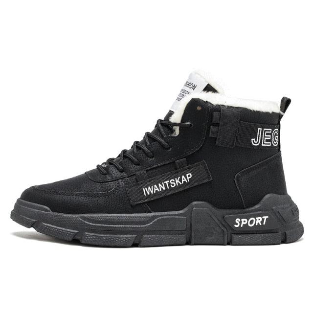 Bottes d'hiver modernes pour hommes, légères, antidérapantes, à lacets, chaudes, baskets d'extérieur, chaussures décontractées montantes en coton, baskets d'automne résistantes à l'eau pour la marche et le camping.