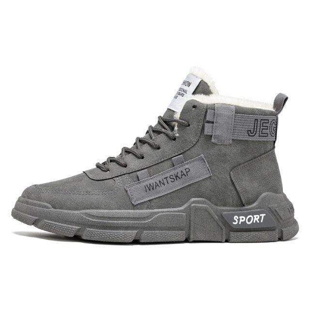 Bottes d'hiver modernes pour hommes, légères, antidérapantes, à lacets, chaudes, baskets d'extérieur, chaussures décontractées montantes en coton, baskets d'automne résistantes à l'eau pour la marche et le camping.