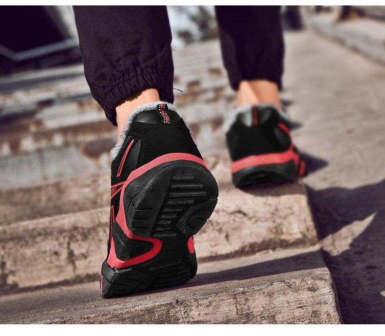 Baskets en cuir d'hiver imperméables et chaudes pour hommes Chaussures de travail décontractées pour hommes Baskets de marche classiques, légères, souples et modernes en cuir à lacets antidérapantes pour l'automne