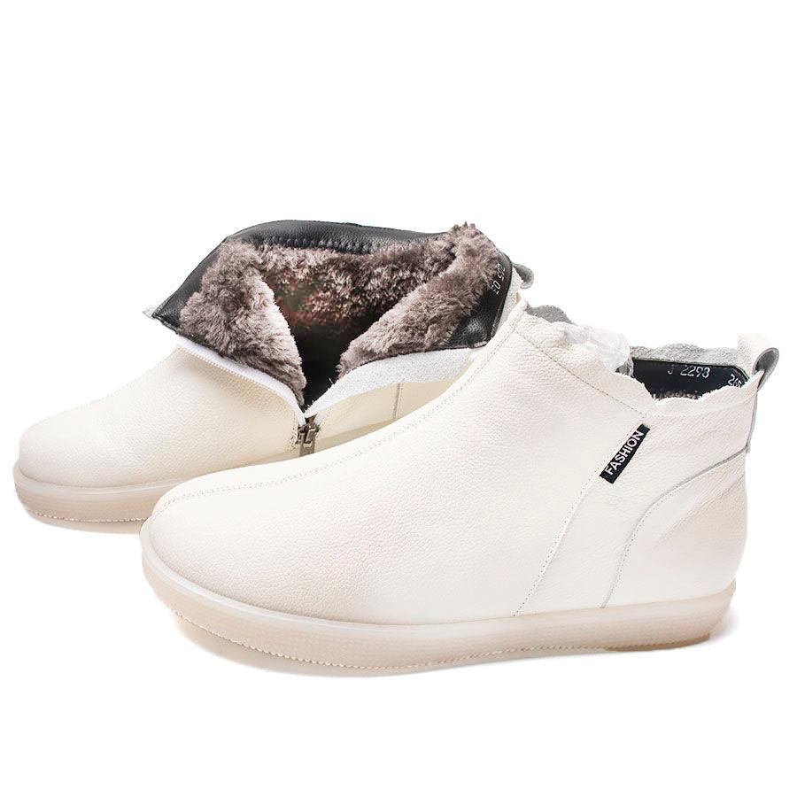 Bottes courtes pour femmes en cuir véritable, fourrure chaude, imperméables, à enfiler, super confortables, chaussures d'automne et d'hiver, gardent au chaud, semelle antidérapante et douce, doublure en fourrure chaude, bottines d'hiver.