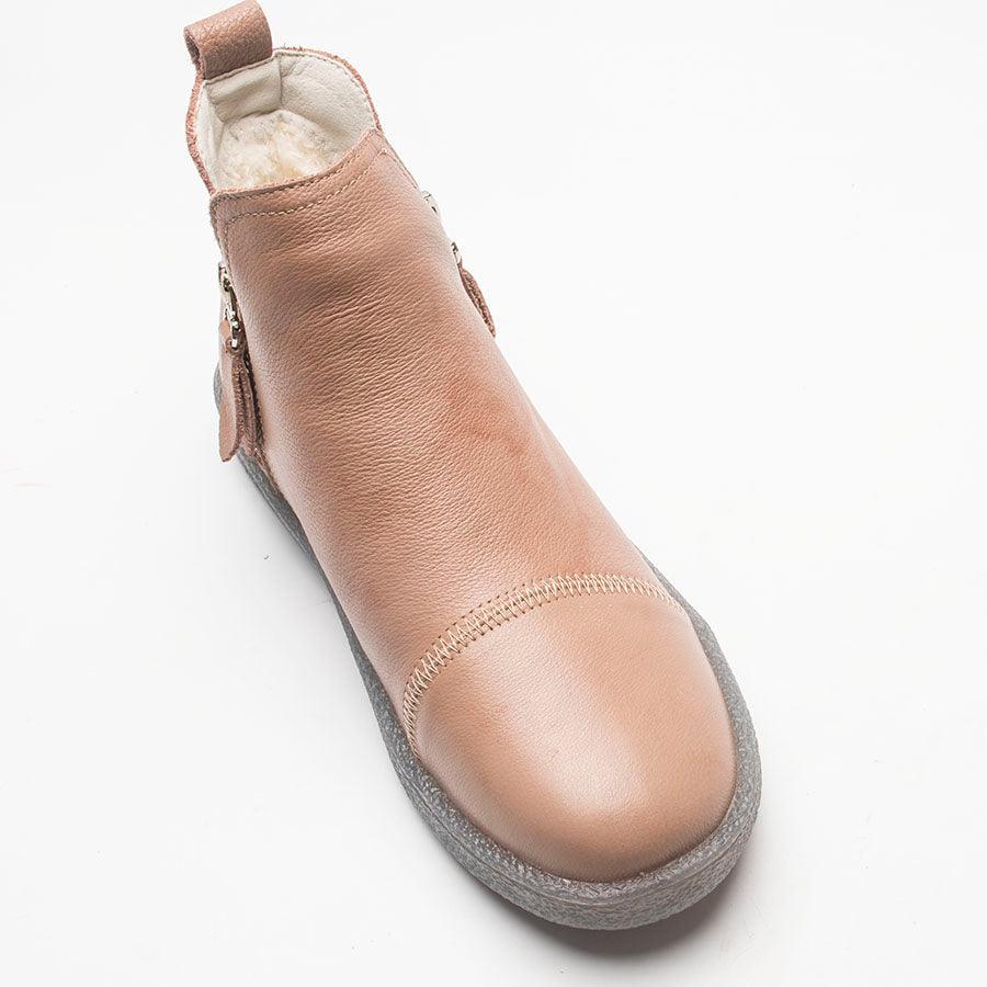 Bottes courtes pour femmes en cuir véritable, fourrure chaude, imperméables, à enfiler, super confortables, chaussures d'automne et d'hiver, gardent au chaud, semelle antidérapante et douce, doublure en fourrure chaude, bottines d'hiver.