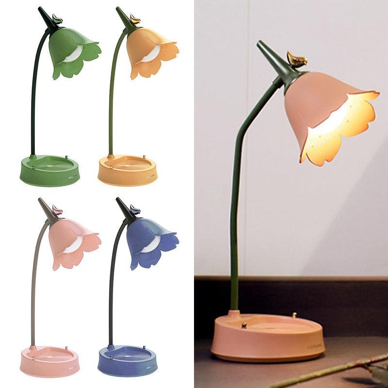 Lampe de bureau LED Fleur Lampe de chevet pour étudiant Éclairage tactile Lampe de lecture de chevet Protection des yeux Veilleuses Lampe de table Lumière Mignonnes lampes d'étude pour la décoration de la chambre