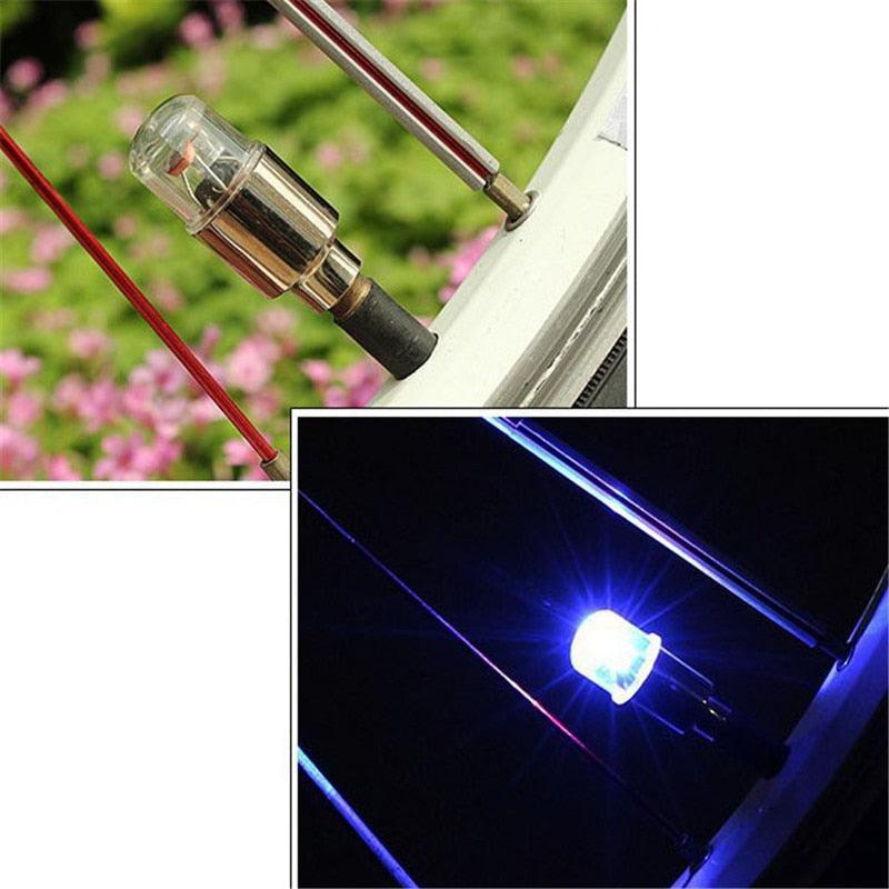 1 lampe de rayon de roue de vélo, lumières LED de valve de pneu, bouchons de valve lumineux néon étanches, lumières clignotantes pour rayons de pneus de vélo de voiture, accessoires de bouchons de valve étanches pour hommes et femmes