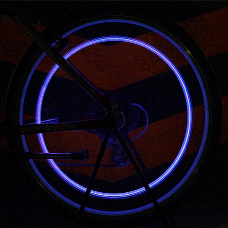 1 lampe de rayon de roue de vélo, lumières LED de valve de pneu, bouchons de valve lumineux néon étanches, lumières clignotantes pour rayons de pneus de vélo de voiture, accessoires de bouchons de valve étanches pour hommes et femmes