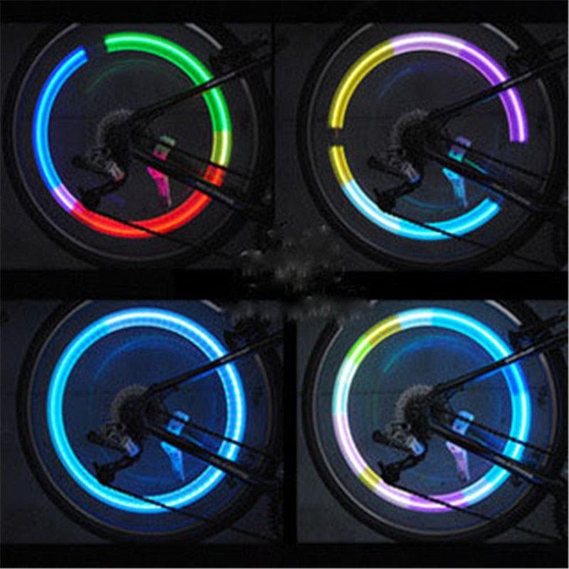 1 lampe de rayon de roue de vélo, lumières LED de valve de pneu, bouchons de valve lumineux néon étanches, lumières clignotantes pour rayons de pneus de vélo de voiture, accessoires de bouchons de valve étanches pour hommes et femmes