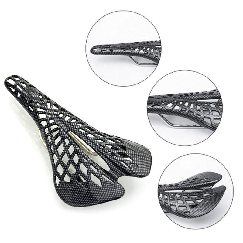 Tapis de selle de vélo léger pour siège avant de vélo, coussin de selle de vélo respirant en toile d'araignée douce, selle de vélo de route VTT évidée confortable et ultra légère