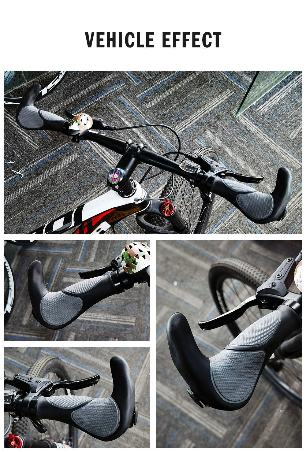 Klaxon étanche pour vélo de route Housse de guidon antidérapante Poignée de guidon Accessoires de vélo Poignées de guidon en silicone pour VTT Conception ergonomique avec anneau de verrouillage bilatéral antidérapant pour vélo standard