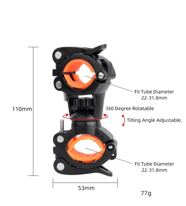 Support de lumière de vélo Support de lampe de vélo Support de pompe de phare à LED Support à dégagement rapide Support de lampe de poche universel rotatif à 360 degrés Support de montage de vélo Support de lampe de poche
