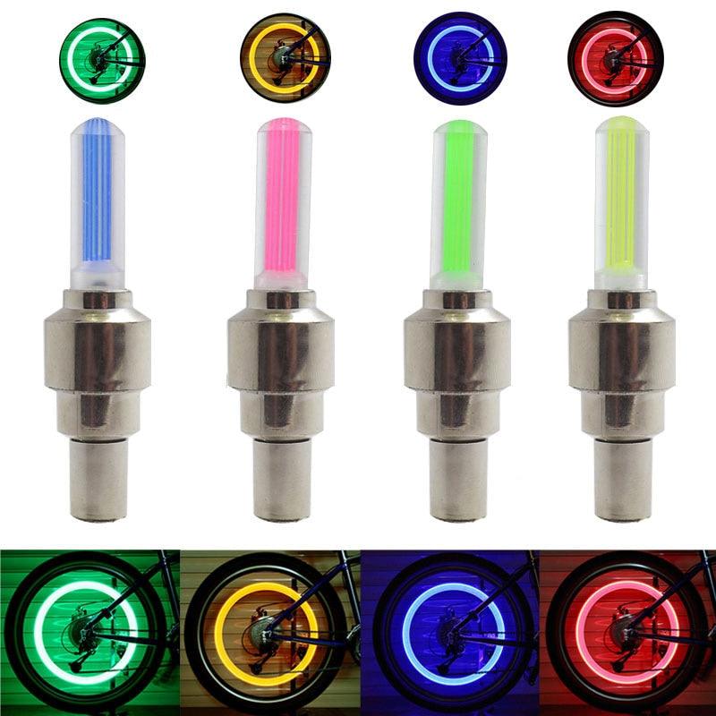 2PCS Bouchons de Valve de Vélo Ultralégers Lumière Vélo de Route LED Bouchons de Valve Pneu Roue Rayons Lumière Pneu Flash Lumières de Roue Bouchons de Valve Néon Vélo Lumières de Pneu LED Colorées Nuit
