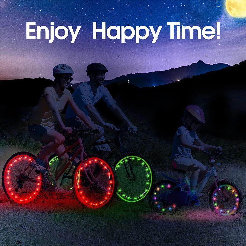 20 éclairages de jante de vélo LED, éclairage de roue, chaîne lumineuse pour rayons, bandes lumineuses étanches pour vélo, accessoires de décoration LED étanches pour rayons de vélo pour adultes, belle décoration de vélo de nuit