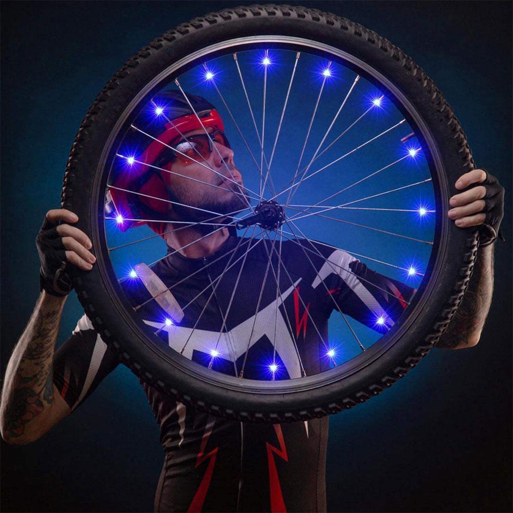 20 éclairages de jante de vélo LED, éclairage de roue, chaîne lumineuse pour rayons, bandes lumineuses étanches pour vélo, accessoires de décoration LED étanches pour rayons de vélo pour adultes, belle décoration de vélo de nuit