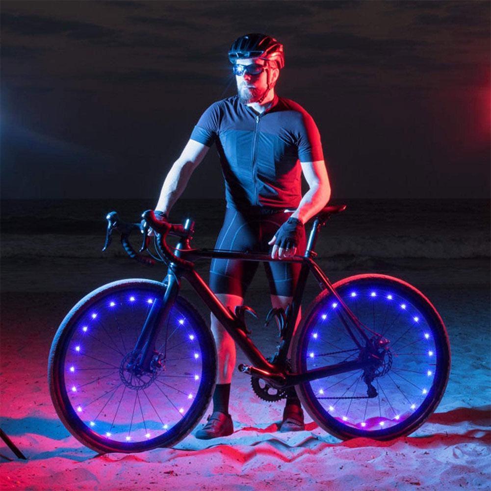 20 éclairages de jante de vélo LED, éclairage de roue, chaîne lumineuse pour rayons, bandes lumineuses étanches pour vélo, accessoires de décoration LED étanches pour rayons de vélo pour adultes, belle décoration de vélo de nuit