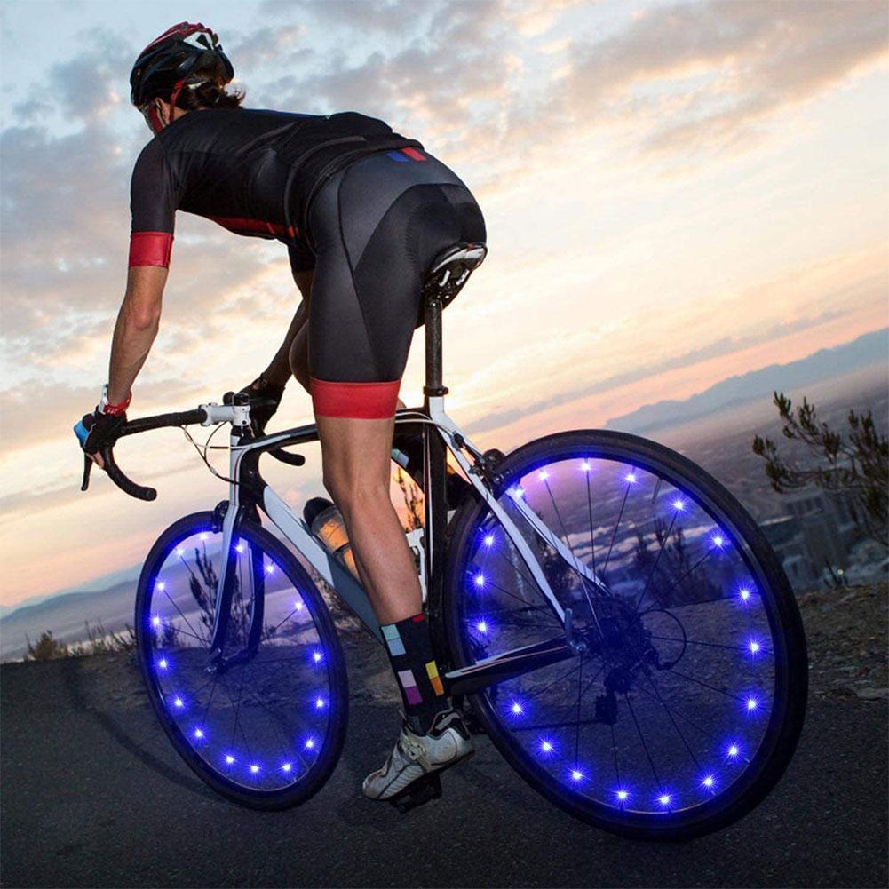 20 éclairages de jante de vélo LED, éclairage de roue, chaîne lumineuse pour rayons, bandes lumineuses étanches pour vélo, accessoires de décoration LED étanches pour rayons de vélo pour adultes, belle décoration de vélo de nuit