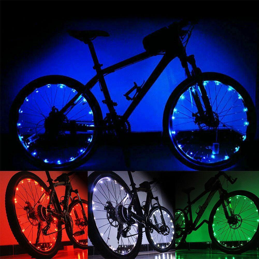20 éclairages de jante de vélo LED, éclairage de roue, chaîne lumineuse pour rayons, bandes lumineuses étanches pour vélo, accessoires de décoration LED étanches pour rayons de vélo pour adultes, belle décoration de vélo de nuit