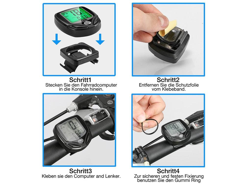 Compteur de Vélo Sans Fil Étanche, 16 Fonctions, Compteur de Vitesse Vélo, Odomètre de Cyclisme Sans Fil Étanche avec Affichage Rétroéclairé LCD Multi-Fonction