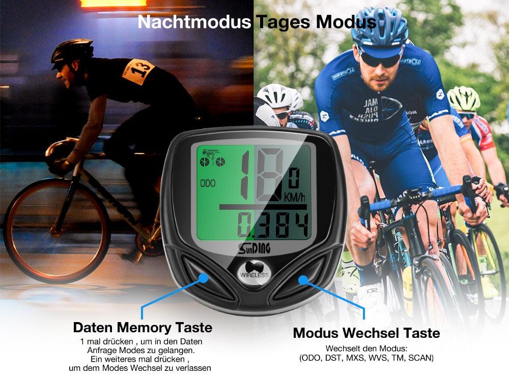 Compteur de Vélo Sans Fil Étanche, 16 Fonctions, Compteur de Vitesse Vélo, Odomètre de Cyclisme Sans Fil Étanche avec Affichage Rétroéclairé LCD Multi-Fonction
