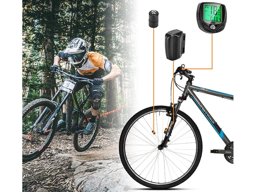 Compteur de Vélo Sans Fil Étanche, 16 Fonctions, Compteur de Vitesse Vélo, Odomètre de Cyclisme Sans Fil Étanche avec Affichage Rétroéclairé LCD Multi-Fonction