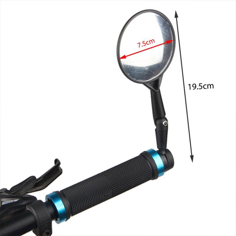 Rétroviseur de vélo noir réglable en silicone, rétroviseur universel pour guidon de vélo, miroir de vélo avec miroir de sécurité convexe en acrylique grand angle pour VTT et vélos de route