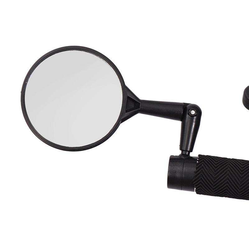 Rétroviseur de vélo noir réglable en silicone, rétroviseur universel pour guidon de vélo, miroir de vélo avec miroir de sécurité convexe en acrylique grand angle pour VTT et vélos de route