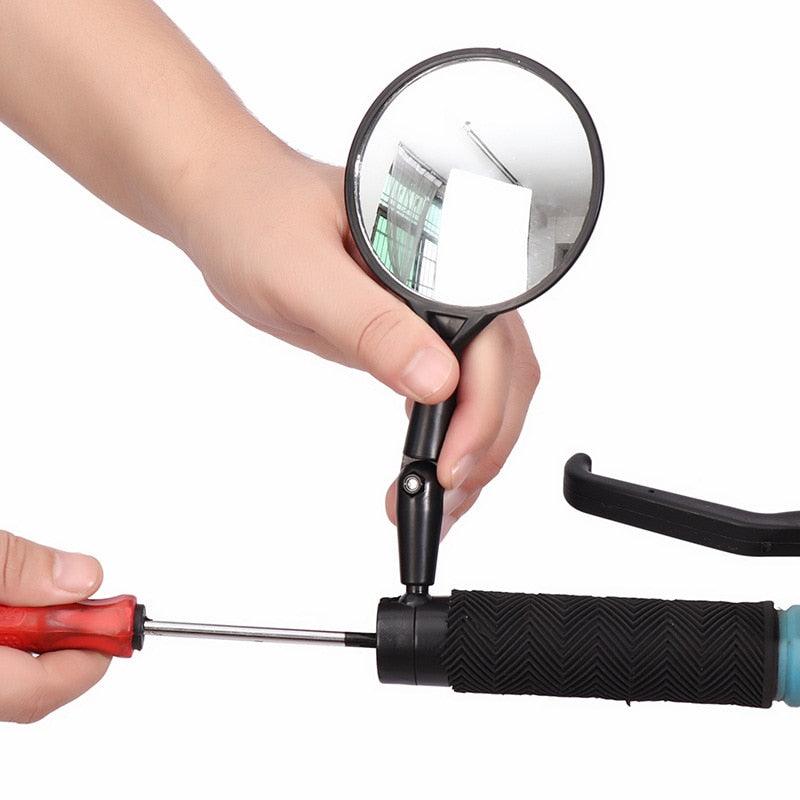 Rétroviseur de vélo noir réglable en silicone, rétroviseur universel pour guidon de vélo, miroir de vélo avec miroir de sécurité convexe en acrylique grand angle pour VTT et vélos de route