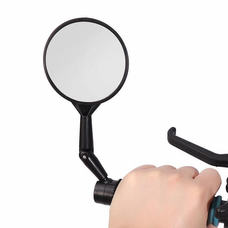 Rétroviseur de vélo noir réglable en silicone, rétroviseur universel pour guidon de vélo, miroir de vélo avec miroir de sécurité convexe en acrylique grand angle pour VTT et vélos de route