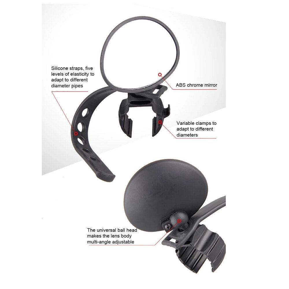 Nouveau Rétroviseur Universel pour Vélo, Rétroviseur de Guidon, Rotation Grand Angle, Accessoires de Cyclisme pour Vélo de Route, Rétroviseurs Rotatifs, Rétroviseur en Verre Monté sur Guidon, Rétroviseur Universel pour VTT et Vélo de Route